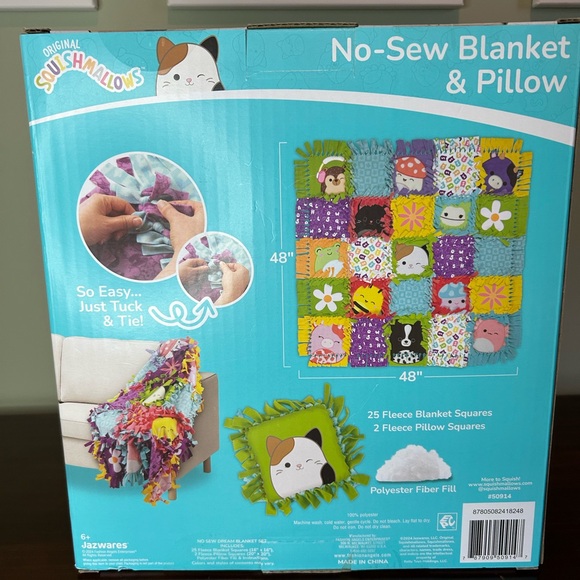 Squishmallows Colorful No-Sew Blanket & Pillow Set - Picture 2 of 2